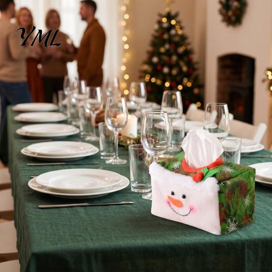 Red Flannel Tissue Box Christmas Cover, Santa Face Holiday Napkin Dispenser Sleeve, Non-Woven Fabric Winter Home Decor Holder for Office Party,
