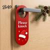 Christmas Door Hanger Wooden Hanger, Santa Hat Bell Bow Hanging Sign Holiday Welcome for Knob, Festive Home Front Entrance Decor Seasonal