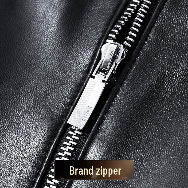 Futing Men's Lambskin Baseball Collar Leather Jacket