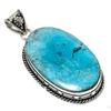 Natural Tibetan Turquoise Gemstone 925 Sterling Silver Pendant 2.60" q3F38