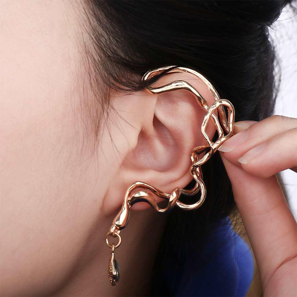 Zinc Zinc Alloy Rhinestone Snake Ear Hook Korean style Jewelry Irregular Earrings Women Clip  Earrings