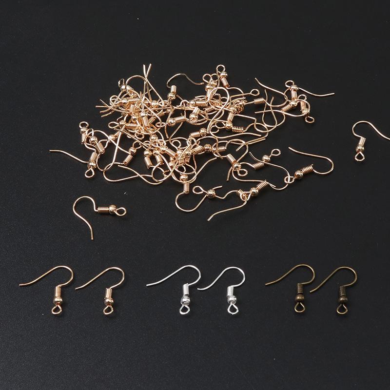 Для изготовления сережек из металла, ручная работа, бисерный крючок для ушей, 50 шт., украшение с круглыми бусинами, аксессуары, материал, бусины