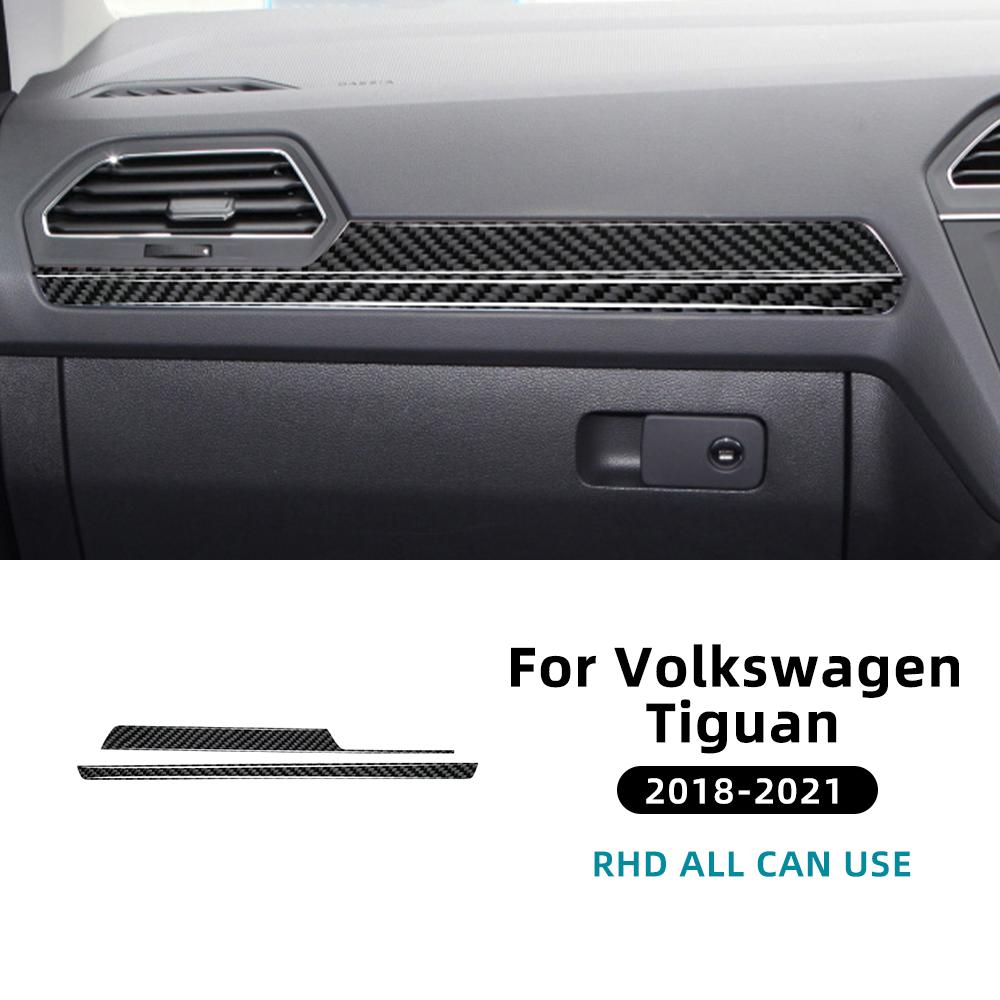 Для Volkswagen Tiguan A2 AD1/AX1 2018 2019 2020 2021 Настоящая мягкая наклейка из углеродного волокна LHD RHD Декоративная полоска на пассажирскую сторону автомобиля.
