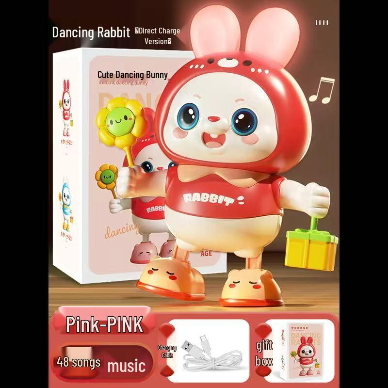 Электрическая танцующая игрушка-кролик для малышей: Побуждает к подъему, перекатыванию, ползанию со звуком и движением