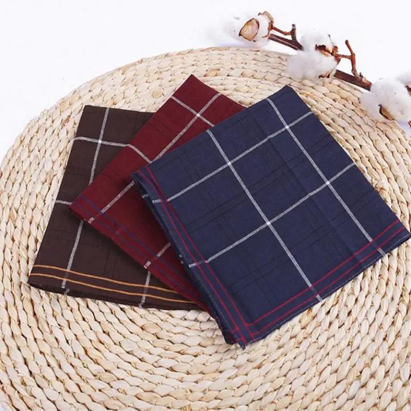 2 Pcs Multicolor Stripe Set Square,Cotton Handkerchief 38 * 38 Cm Men Classic Plaid Pattern Pocket