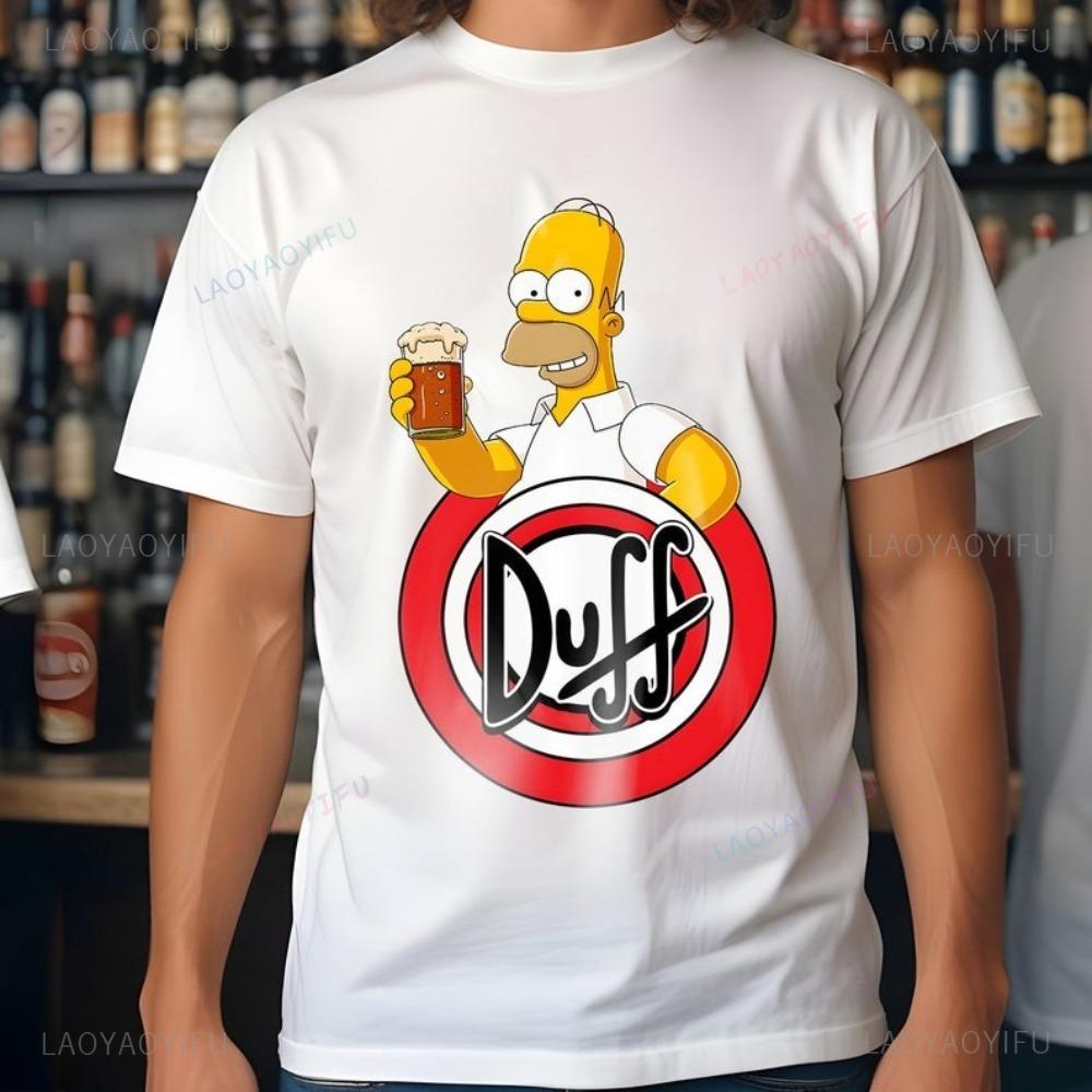 HOMER The SIMPSON Duff BEER Circle Logo TShirt 80s 90s Vintage Casual Fashion Loose Unisex Streetwear Cotton Y2K Unisex T Shirt