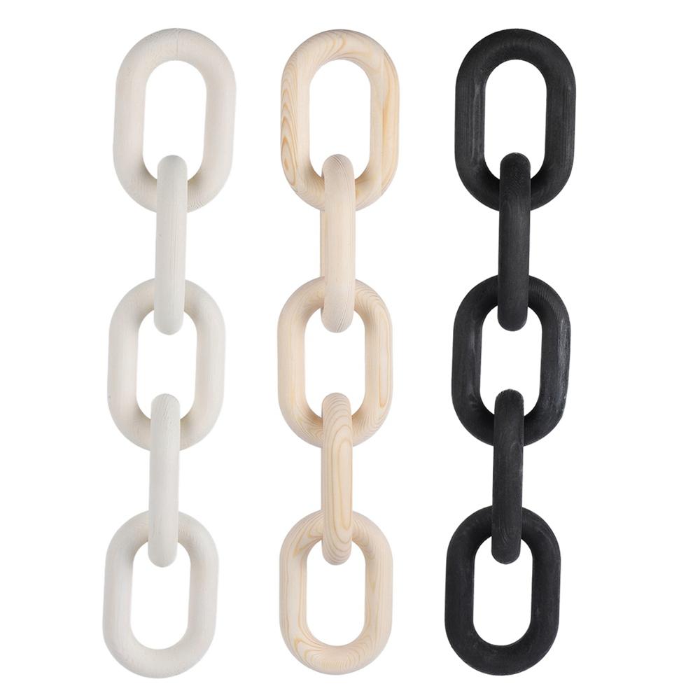 Wood Chain Link Decor Wood Decor Hand Carved Decorative Wood Chain Wind Chimes Hanging Decorations