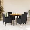 VidaXL Garden Dining Set and Cushions 5 Pcs Black Rattan Acacia, Outdoor Dining Set, Furniture of 3278670