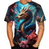 Dragon Floral 3D Print T-Shirts Men Fashion O-Neck Short Sleeve T Shirt Oversized Harajuku Y2k Tops Tees Men Clothing
