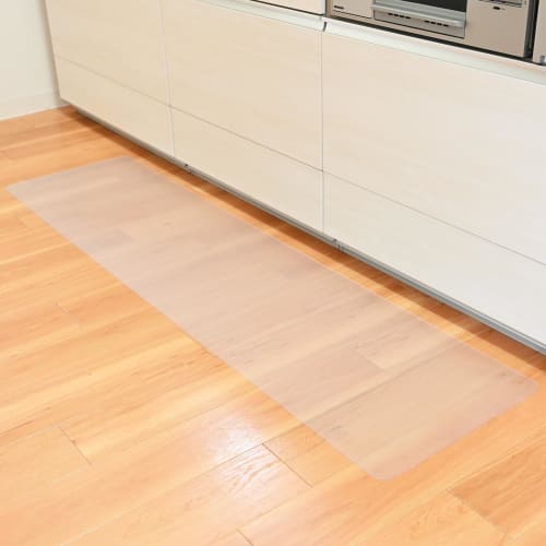 OKA Transparent Kitchen Mat, 45 x 180 cm, 1 mm Thick, Wipeable PVC Clear, Underfloor Heating Compatible, Protective Mat, Embossed, Cuttable
