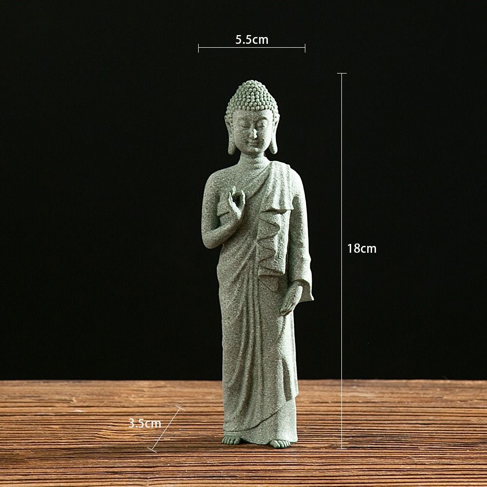 Oriental Culture Sandstone Buddha Green Sandstone Buddhist Ornament Tea Pet   Restaurant