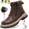 Мужские рабочие ботинки с металлическим подноском, защитные ботинки с металлическим подноском, устойчивые к проколам, высокие рабочие ботинки, уличная мужская строительная обувь