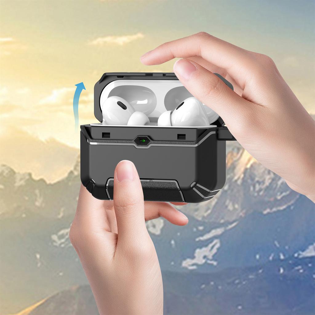 Чехол для AirPods Pro 2 со складной подставкой, чехол для наушников из ТПУ и ПК с карабином