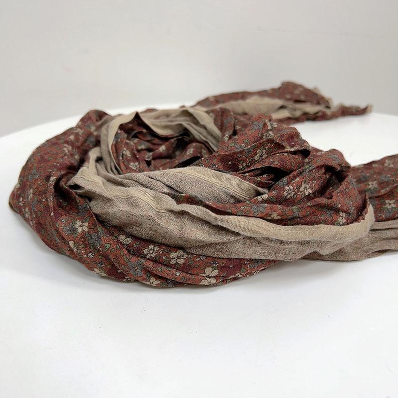 Корейский Хлопковый Ретро Шарф Весна И Осень Новый Цветочный Шарф Модный Женский Тонкий Дышащий Платок