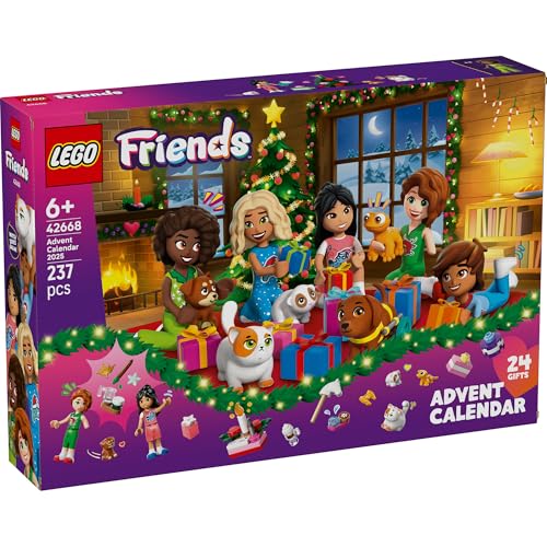 Адвент-календарь LEGO Friends 2025 - Игрушка, Подарок на День Рождения, Строительные Блоки, Развивающая Игрушка для Девочек и Мальчиков, Возраст 6, 7, 8, 9, Транспортные Средства, Машинки, Мини