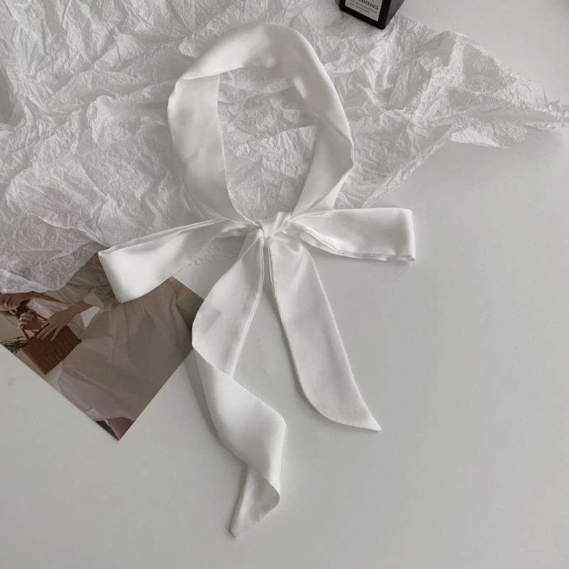 Long Solid Color Silk Scarf Girl Professional Versatile Thin Narrow Solid Color Small Scarf Streamer Tied Bag