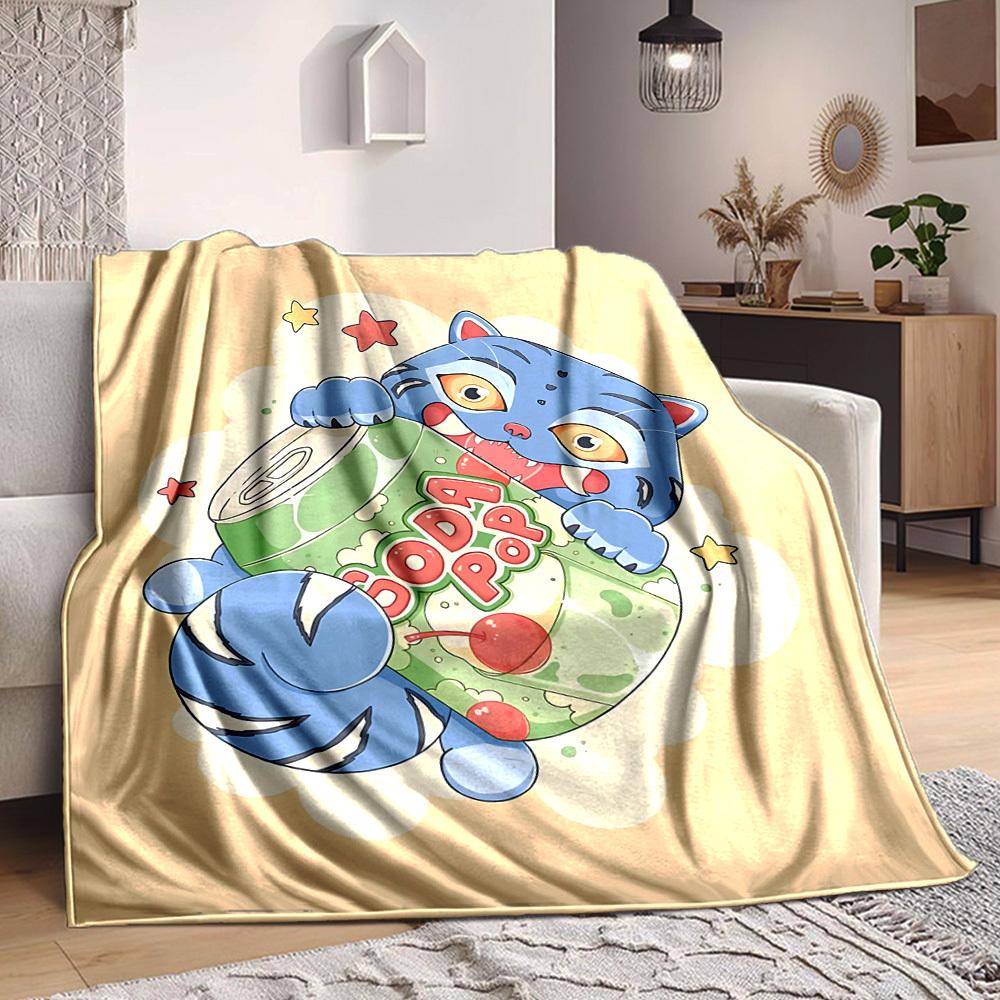 1pc K Pop Demon Hunters Cat Flannel Blanket, Soft Skin Friendly with Digital Printing, Various Sizes Available for Family, Friends, Birthday