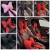 Ribbon Bow Linen Bow Car Headrest Streamer Ribbon Bow Car Neck Pillow Neck Rest Cushion   Car Seat