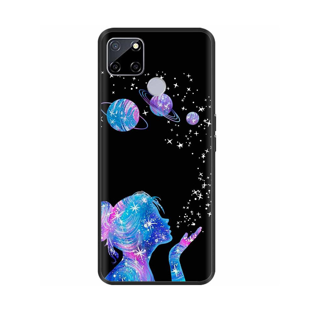 Чехол для Realme C25 C25s Мягкий Милый Чехол для OPPO Realme C25Y C21Y Силиконовый Черный ТПУ Чехол для Телефона Для OPPO Realme C21 Цветочный Чехол