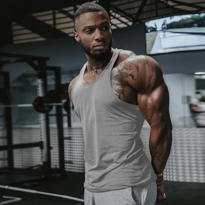 Muscleguys Летняя однотонная майка-борцовка с Y-образной спиной для бега, мужская майка-стрингер для бодибилдинга, одежда для зала, фитнес-футболка без рукавов, хлопковые майки-борцовки