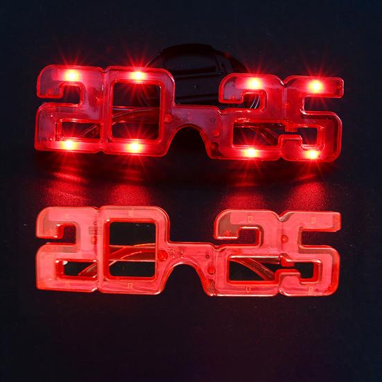 Новогодние светодиодные светящиеся очки 2025 года с цифрами, 3 режима освещения, реквизит для фотосессии на день рождения для косплея