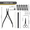 Micro Beads Opener Hair Extension Tools Application Plier Kit with C Type Needles and Pulling Loop Threader Tools