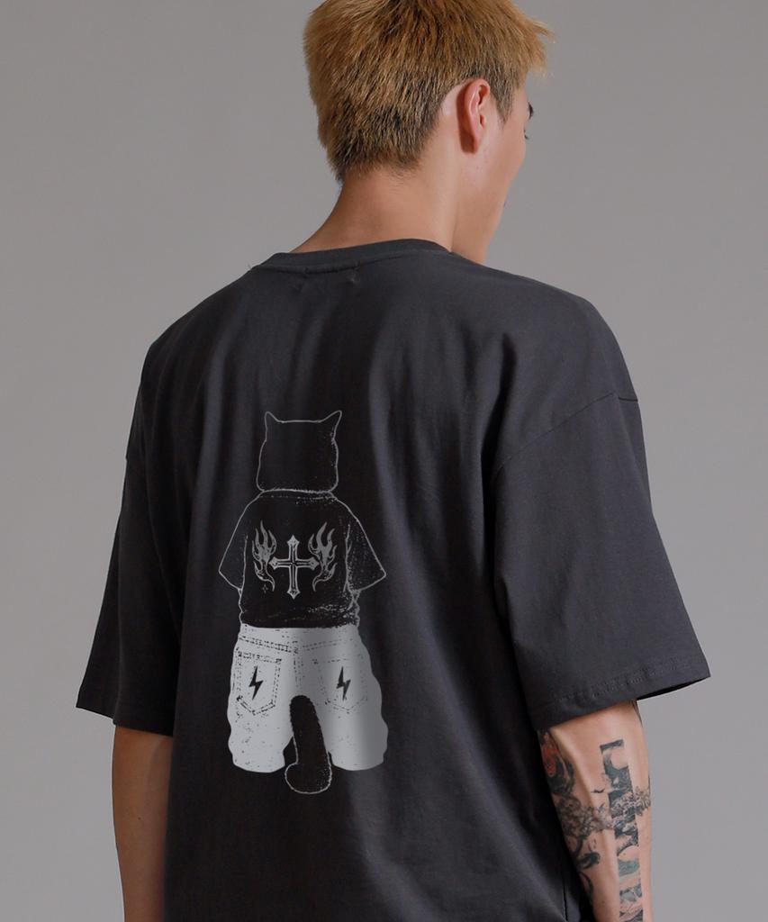 LIKE THE MOST Duocat 2 Oversized Short Sleeve T-Shirt 4 Colors