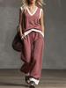 16 French minimalist black and white vertical stripes loose and thin women's suit wide-leg pants two-piece set