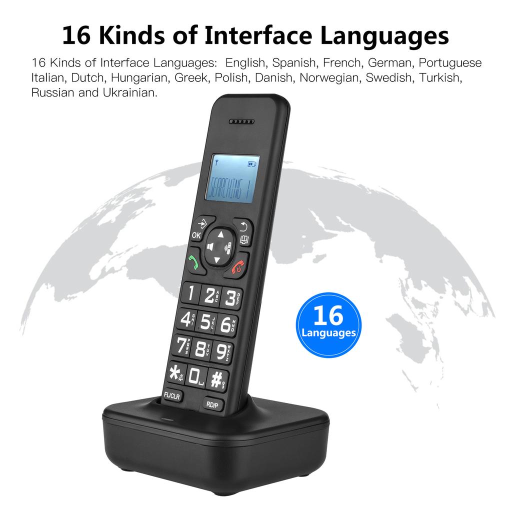 Bisofice D1002B Cordless Phone with Answering Machine Caller ID/Call Waiting 1.6 Inch Backlight LCD