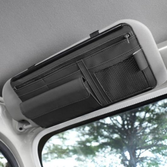 Black Car Sun Visor Organizer Pouch Bag Pocket Card Storage Holder Accessories