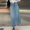 Split Denim Half-body Skirt Women's Summer High Waist Mid-length Denim Skirt A-line Skirt