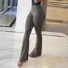 Женские штаны для йоги с высокой талией, расклешенные широкие леггинсы, однотонные спортивные штаны с эластичным поясом, повседневная одежда