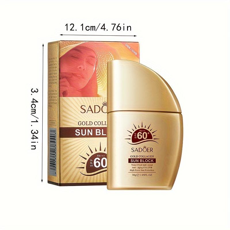 Солнцезащитный крем SPF 60+, защита от УФ-излучения, осветляющий, водостойкий, устойчивый к поту, освежающий, глубоко увлажняющий, легкий, на основе коллагена.