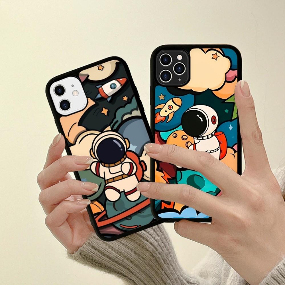 Мультяшный чехол для телефона Астронавт Силикон PC+TPU Для iPhone 11 12 13 14 15 16 Plus Pro Max Чехол