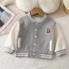 Boys Baseball Jacket Baby Letter Round Collar Coat Spring Autumn Girls Fashion Casual Sports Outerwear
