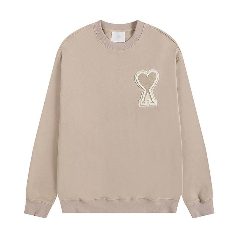 Soft Cotton Oversized Crewneck Sweatshirt With Small Heart Embroidery Pastel Colors Long Sleeve Fall Winter Casual Wear