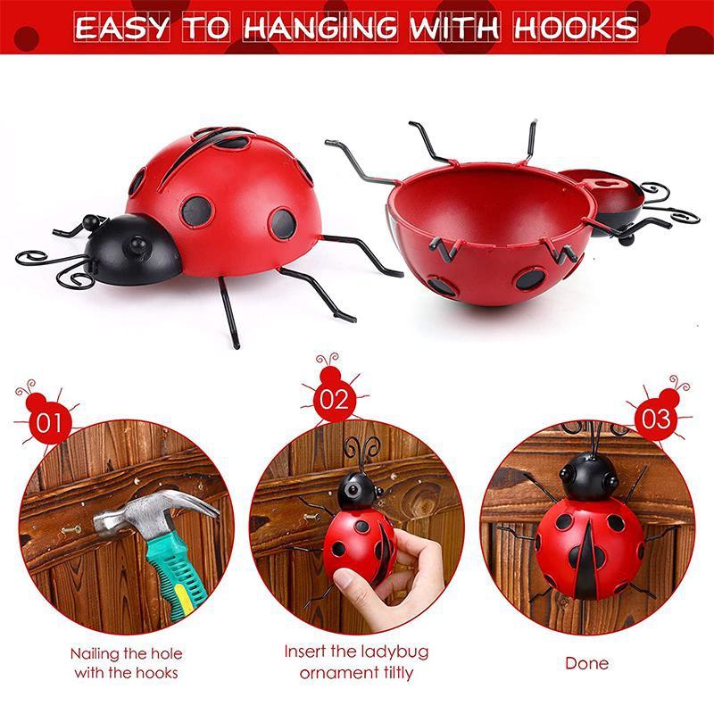 1 шт., металлическая божья коровка, украшение для двора, декоративная подвесная настенная скульптура божьей коровки, садовая скульптура, настенная