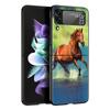 Running Horse Animal Phone Case For Samsung Galaxy Z Flip3 Flip4 Flip5 Shell For Z Flip 3 Flip 5 4 5G Black Hard Folding Cover