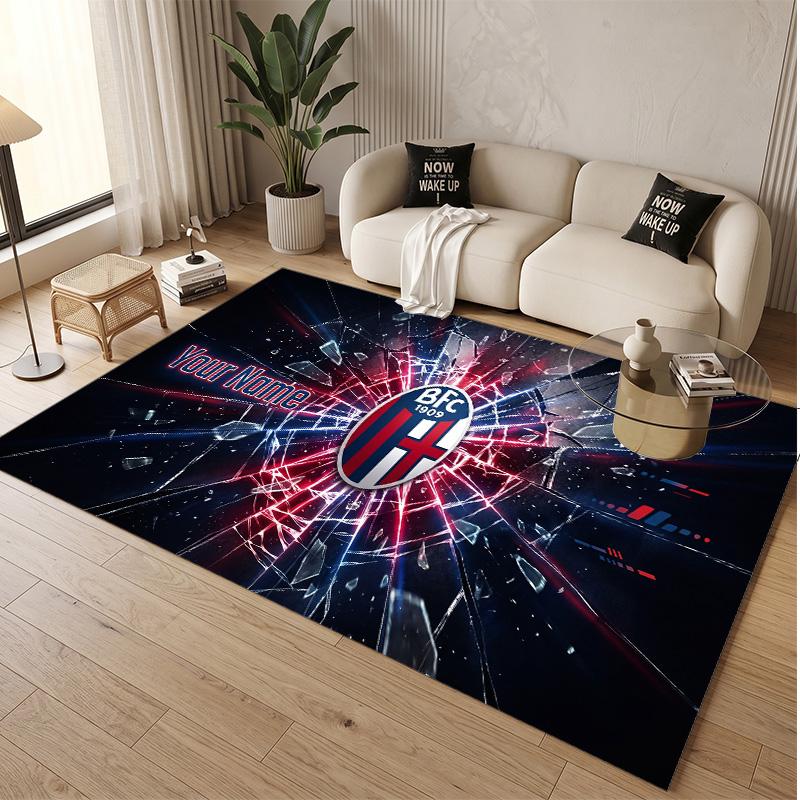 Personalized Crystal Velvet Carpet Bologna FC Pattern Non Slip Floor Rug