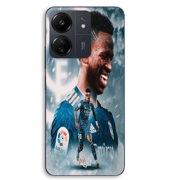 Coque de téléphone personnalisée - MANIACASE - Xiaomi Redmi 13C 4G - Silicone TPU - Vinicius JR Real Madrid Bleu - Noir