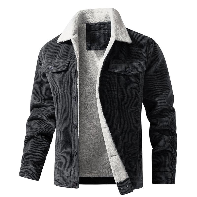 Young Men's Multi-bag Winter Loose Retro Pure Cotton Velvet Corduroy Jacket Warm Cotton-padded Jacket