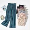 Women's Wide Leg Ice Silk Chiffon Casual Pants Cropped Pants