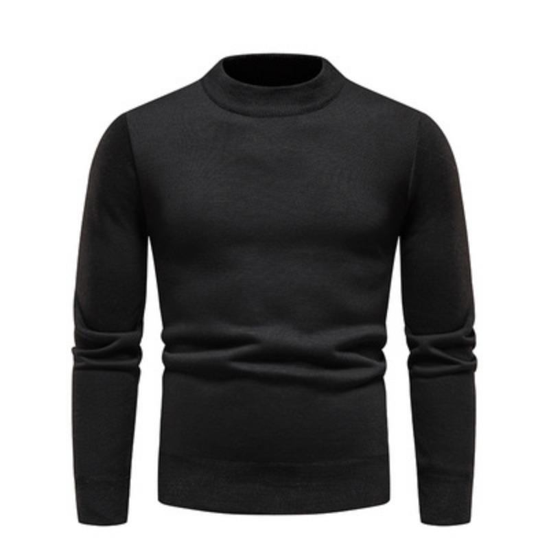 Мужской осенне-зимний мужской однотонный классический полуводолазный свитер-пуловер с низом свитера