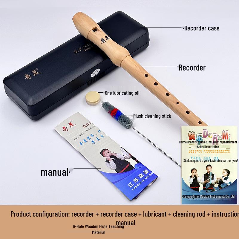 Chime Soprano Recorder: Half-Wood, Six/Eight-Hole, German/English Fingering, for Adults & Children.