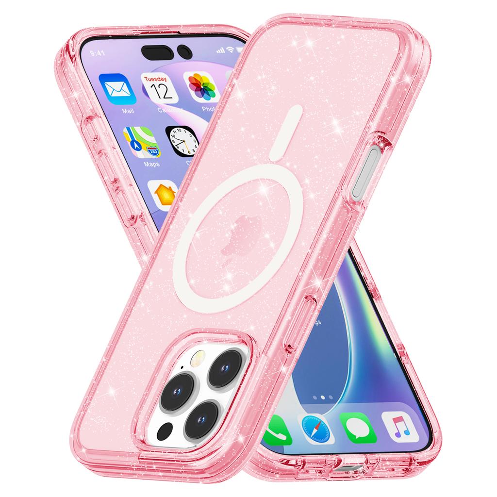 For iPhone 16 Pro Max Case Sparkly Glitter PC+TPU Phone Cover Compatible with MagSafe