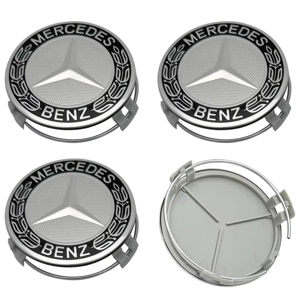 For Benz a24Pcs 75MM Car Wheel Center Hub Caps AMG Wreath for Mercedes Benz GLE GLK SLK CLA CLK W203 W204 W205 W209 W210 W211 W212