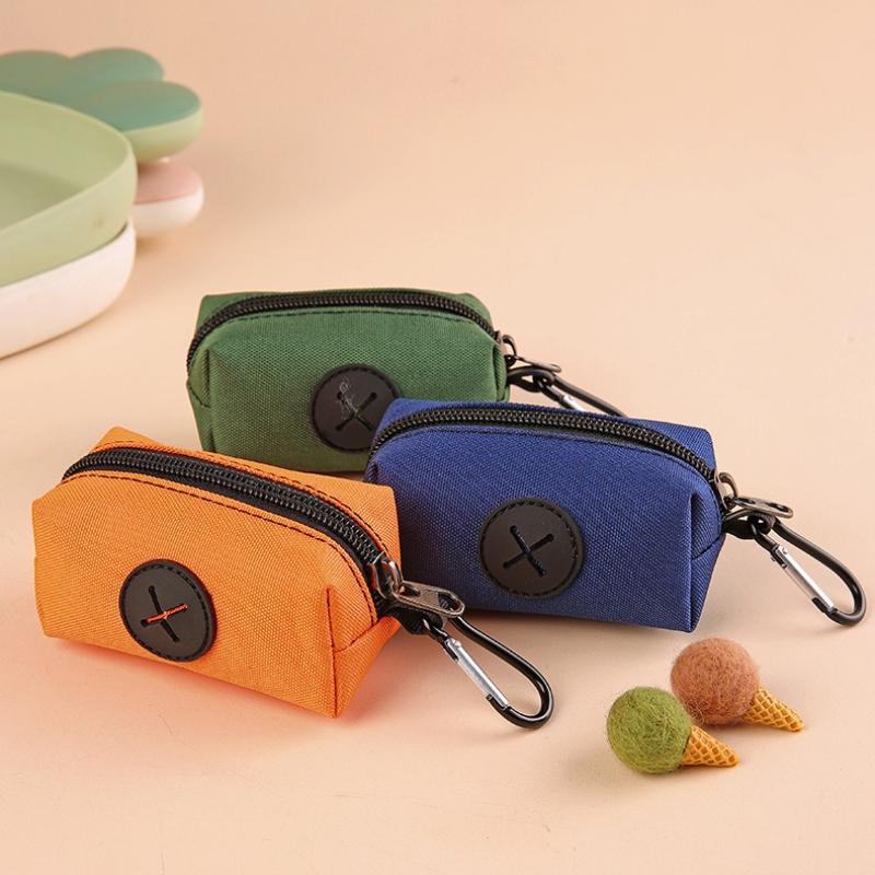 1pc Canvas Dog Poop Bag Holder, Outdoor Pet Waste Bag Dispenser with Carabiner Clip, Animal Waste Collection Pouch