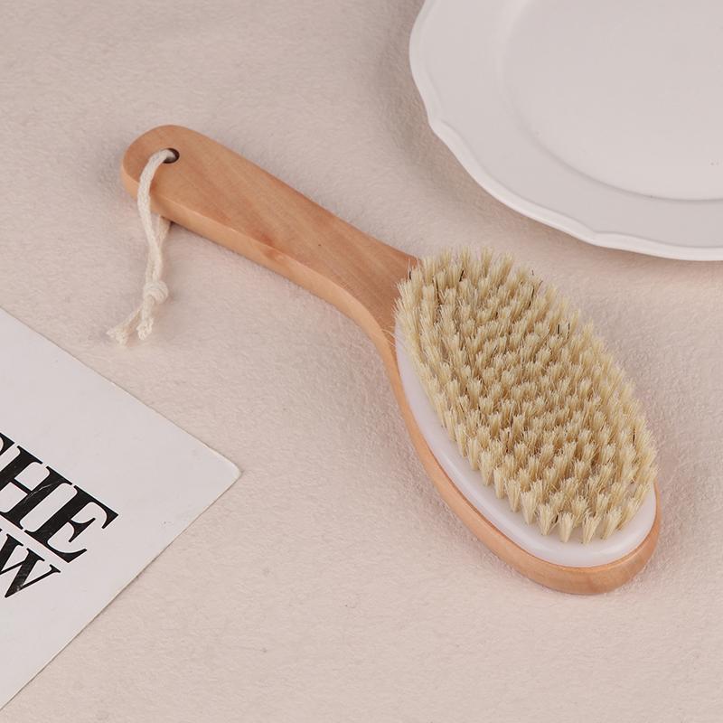 Дерево + Щетина Щетка для Тела из Натуральной Щетины для Сухого Отшелушивания Кожи Массажер Очиститель Скраббер