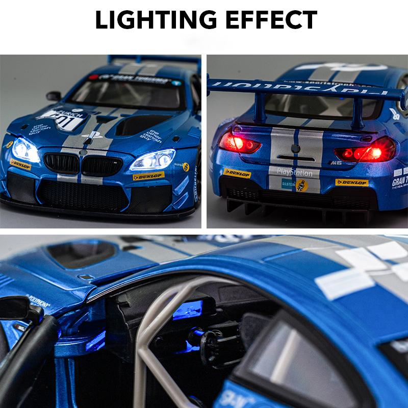1:24 BMW M6 GT3 M4 BMW CSL Racing Car Free Wheeling High Light Sport Racing Car Model Toy Diecast Metal Alloy Miniature Replica