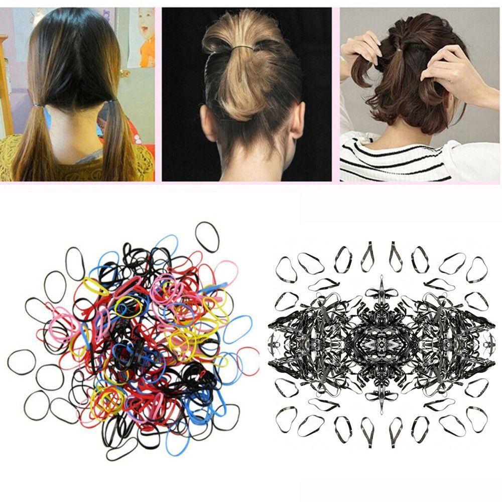 400pcs Elastic Girl Baby Rubber Hair Band Plaits Ponytail Holder Hair Rope Tie